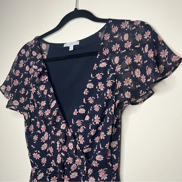 JOIE Orita 100% Silk Floral Ruffles Surplice Midi Dress - Picture 3 of 12